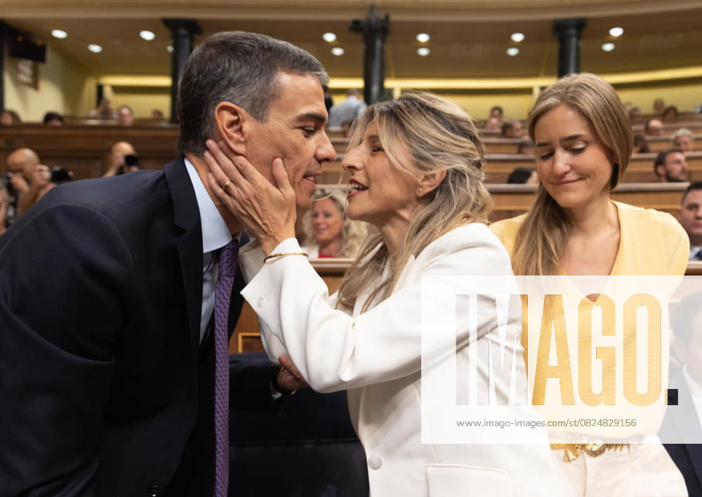 KW28 Sánchez appears in Congress to give explanations for the Cerdán case and announce anti-corruption measures The President of the Government, Pedro Sánchez, greets the Second Vice President and Minister of Labor, Yolanda Díaz, during an extraordinary plenary session, in the Congress of Deputies, on July 9, 2025, in Madrid Spain Sánchez appears in an extraordinary plenary session to address pending issues such as the involvement of Santos Cerdán in the commissions scheme of Koldo García and José Luis Ábalos, the activities of former socialist councilwoman Leire Díez seeking evidence against the UCO, and international matters such as the upcoming Council of the European Union and the NATO Cover Also, during the plenary session, he announces a