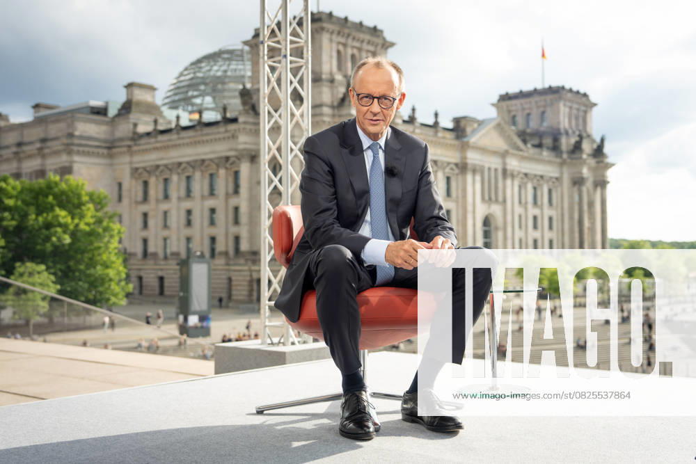 KW28 ARD-Hauptstadtstudio, Sommerinterview, Bundeskanzler Friedrich Merz ARD, Hauptstadtstudio, Berlin, Sommerinterview, Terrasse Marie-Elisabeth-Lüders-Haus, Bericht aus Berlin, Bundeskanzler Friedrich Merz Berlin Berlin GER