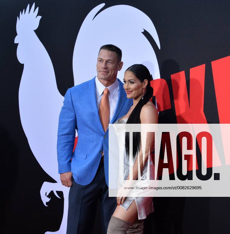 Cast member John Cena (L) and his wife, wrestler Nikki Bella attend the premiere of the motion picture comedy Blockers at the Regency Village Theatre in the Westwood section of Los Angeles on April3, 2018. Storyline: Three parents try to stop their daughters from having sex on Prom night. LAP2018040352 JIMxRUYMEN
