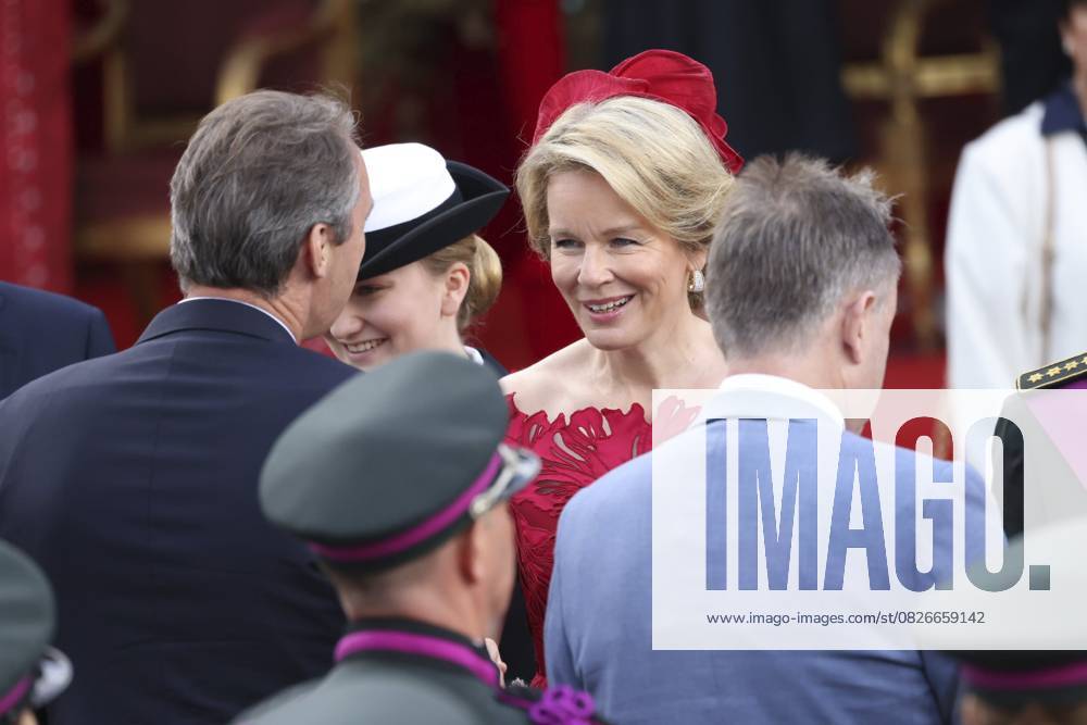 Military and civilian parade for the national Day 2025 BRUSSELS, BELGIUM - JULY 21 : Queen Mathilde of Belgium during the military and civilian parade for the national Day 2025 on the Place des Palais - Paleizenplein pictured on July 21, 2025 in Brussels, Belgium, 21 07 2025 Brussels Belgium