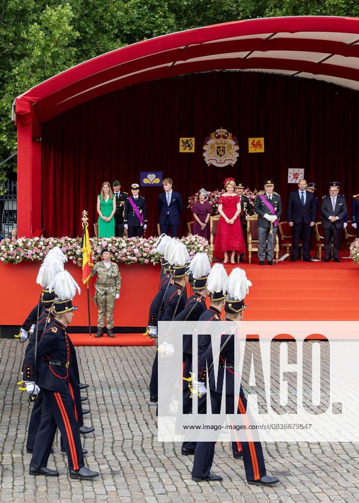 Defile Princess Eleonore and Crown Princess Elisabeth and Prince Emmanuel and Queen Mathilde and King Philippe - Filip attend a parade marking the Belgian National Day in Brussels. Â