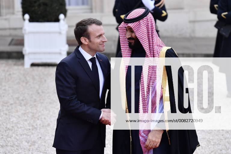 Emmanuel Macron empfängt Kronprinz Mohammed bin Salman - Reception of the crown prince of Saudi Arabia, Mohammed ben Salmane. - 10 04 2018 - France Ile-de-France (region) Paris - The French President, Emmanuel Macron, receives at the Elysee, the crown prince of Saudi Arabia, Mohammed ben Salmane JulienxMattiax Pictorium LePictorium_0176920
