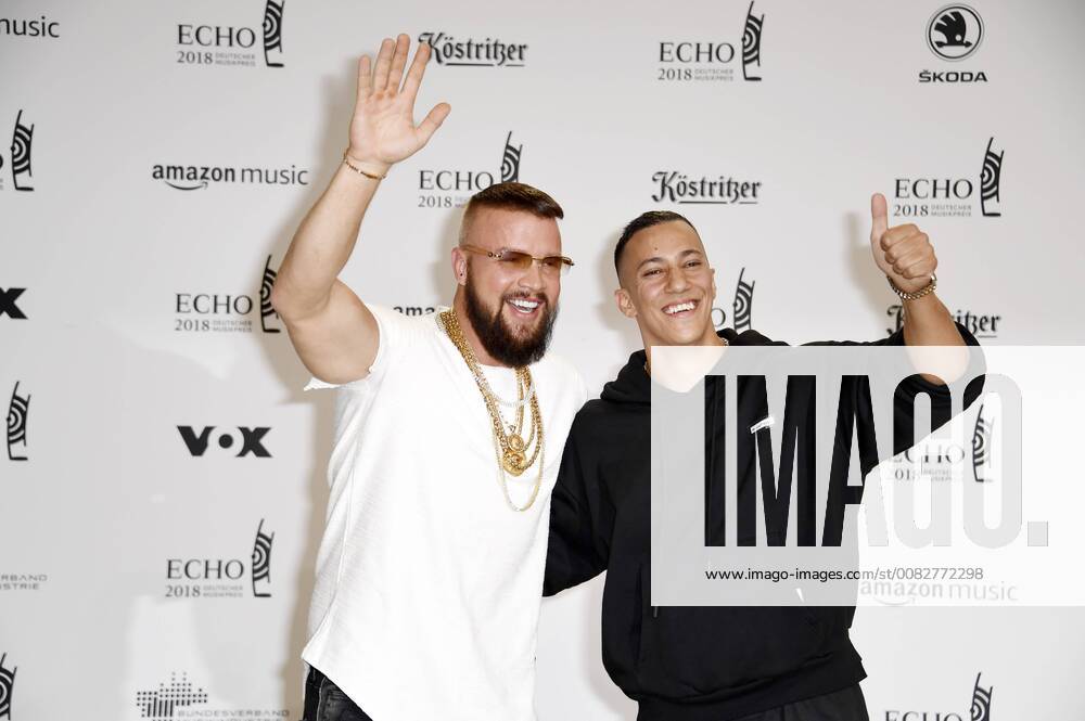 Kollegah und Farid Bang bei der 27. Verleihung des Deutschen Musikpreises Echo 2018 in der Messe Berlin. Berlin