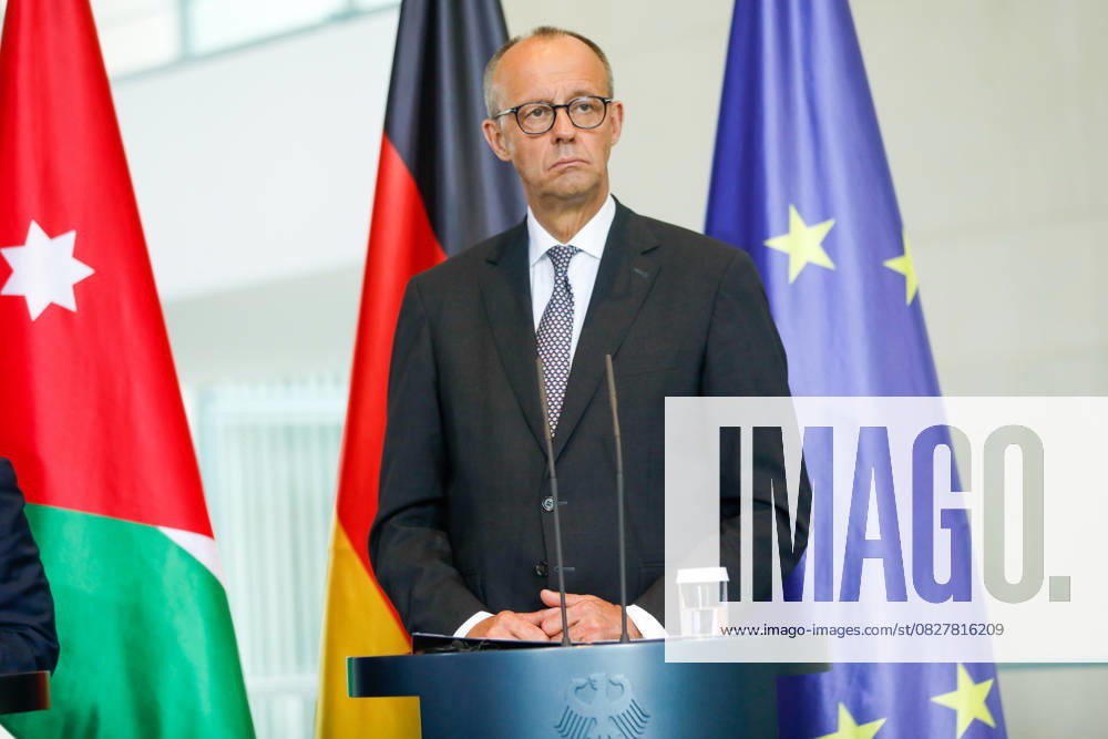 Bundeskanzler Friedrich Merz empfängt den jordanischen König Abdullah II. Berlin, 29.7.2025 Bundeskanzler Friedrich Merz bei der Pressekonferenz im Bundeskanzleramt in Berlin Berlin