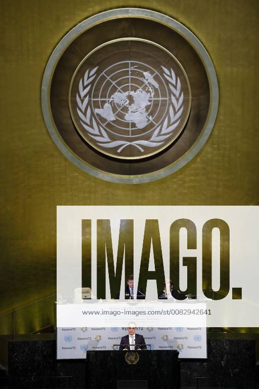 Bundesaussenminister Heiko Maas, SPD, spricht in der Generalversammlung der Vereinten Nationen auf einem High Level Segment. New York, 24.04.2018. New York USA