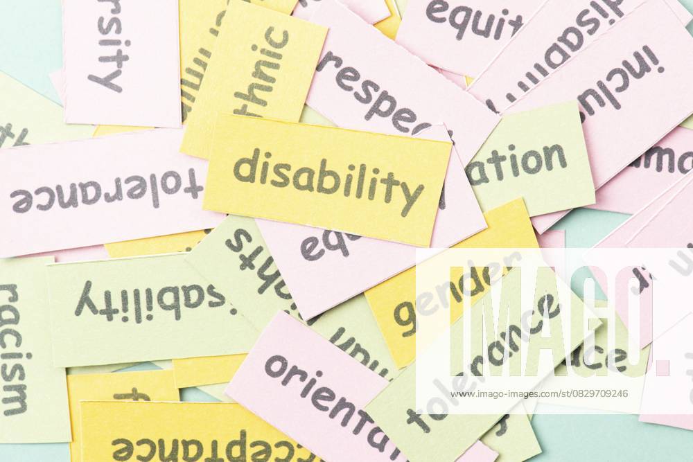 Behinderung, Inklusion, Gleichberechtigung, Toleranz und ethnisches Konzept, Einheit in der Vielfalt Disability, inclusion, human equality rights, tolerance and ethnic concept, unity for diversity
