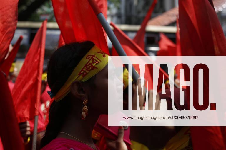 Dhaka, Bangladesh - A garment worker looks on as she attends a procession to mark May Day or International Workers Day in Dhaka. Dhaka Bangladesh - ZUMAh143 20180430_zap_h143_011