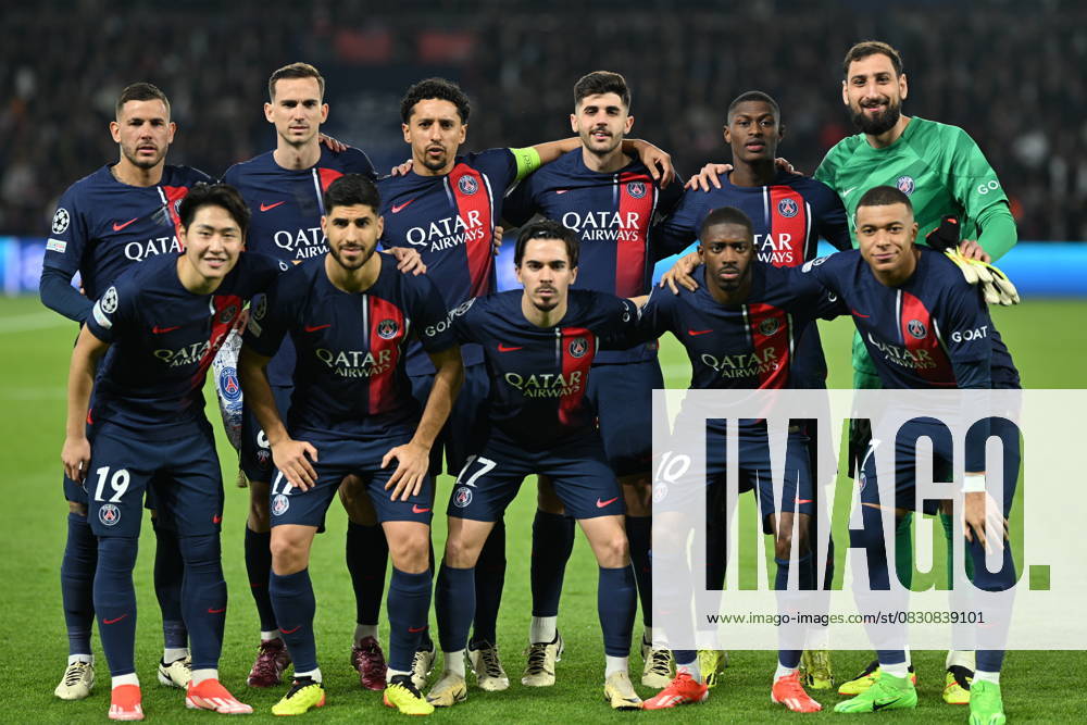Paris Saint-Germain v Barcelona - UEFA Champions League PARIS, FRANCE - APRIL 10: Players of Paris Saint-Germain pose for a team photo before the UEFA Champions League quarter finals first leg football match between Paris Saint-Germain and FC Barcelona at Parc des Princes in Paris, France on April 10, 2024. France World. Editorial use only. Please get in touch for any other usage.