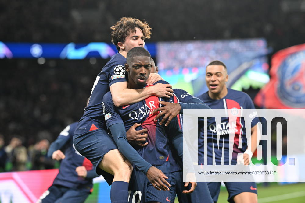 Paris Saint-Germain v Barcelona - UEFA Champions League PARIS, FRANCE - APRIL 10: Ousmane Dembele (10) of Paris Saint-Germain celebrates his goal with his teammates during the UEFA Champions League quarter finals first leg football match between Paris Saint-Germain and FC Barcelona at Parc des Princes in Paris, France on April 10, 2024. France World. Editorial use only. Please get in touch for any other usage.