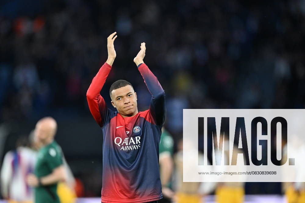 Paris Saint-Germain v Barcelona - UEFA Champions League PARIS, FRANCE - APRIL 10: Kylian Mbappe of Paris Saint-Germain gestures during the UEFA Champions League quarter finals first leg football match between Paris Saint-Germain and FC Barcelona at Parc des Princes in Paris, France on April 10, 2024. France World. Editorial use only. Please get in touch for any other usage.