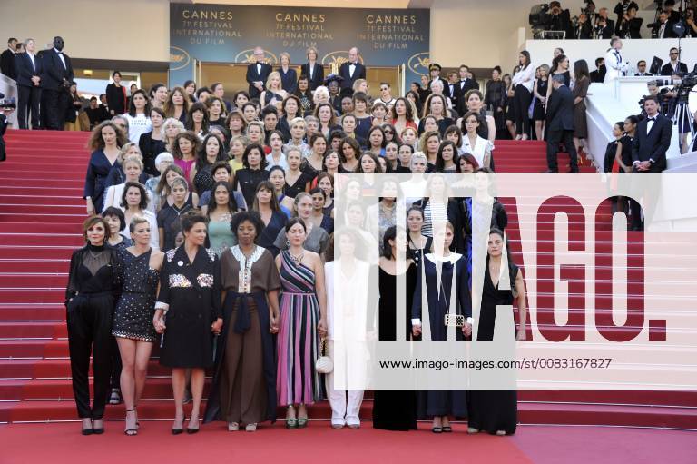 71st Cannes Film Festival 2018,Red carpet film Girls Of The Sun (Les Filles Du Soleil) Pictured : Filmmakers on the steps of the red carpet in protest of the lack of female filmmakers honored throughout the history of the festival
