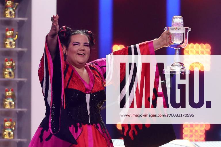 Lisbon, Portugal - Winner Netta of Israel raises the Trophy after winning the 2018 Eurovision Song Contest Grand Final, at the Altice Arena in Lisbon, Portugal on May 12, 2018. Lisbon Portugal - ZUMAf123 20180512_zap_f123_081
