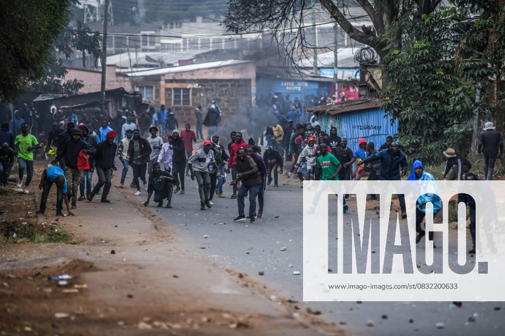 Demonstration against high cost of living in Kenyan capital Nairobi NAIROBI, KENYA - JULY 19: People take part in a demonstration held against the rising cost of living, in Nairobi, Kenya on July 19, 2023. Police used tear gas against the demonstrators. Nayrobi Kenya. Editorial use only. Please get in touch for any other usage.