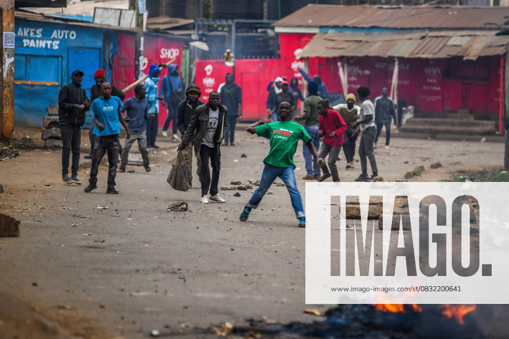 Demonstration against high cost of living in Kenyan capital Nairobi NAIROBI, KENYA - JULY 19: People take part in a demonstration held against the rising cost of living, in Nairobi, Kenya on July 19, 2023. Police used tear gas against the demonstrators. Nayrobi Kenya. Editorial use only. Please get in touch for any other usage.
