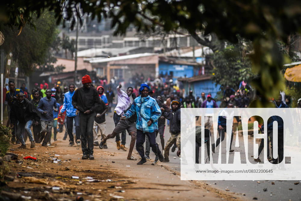 Demonstration against high cost of living in Kenyan capital Nairobi NAIROBI, KENYA - JULY 19: People take part in a demonstration held against the rising cost of living, in Nairobi, Kenya on July 19, 2023. Police used tear gas against the demonstrators. Nayrobi Kenya. Editorial use only. Please get in touch for any other usage.