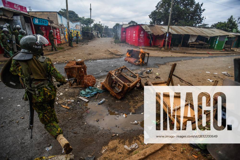 Demonstration against high cost of living in Kenyan capital Nairobi NAIROBI, KENYA - JULY 19: Broken furniture are seen during a demonstration held against the rising cost of living, in Nairobi, Kenya on July 19, 2023. Police used tear gas against the demonstrators. Nayrobi Kenya. Editorial use only. Please get in touch for any other usage.
