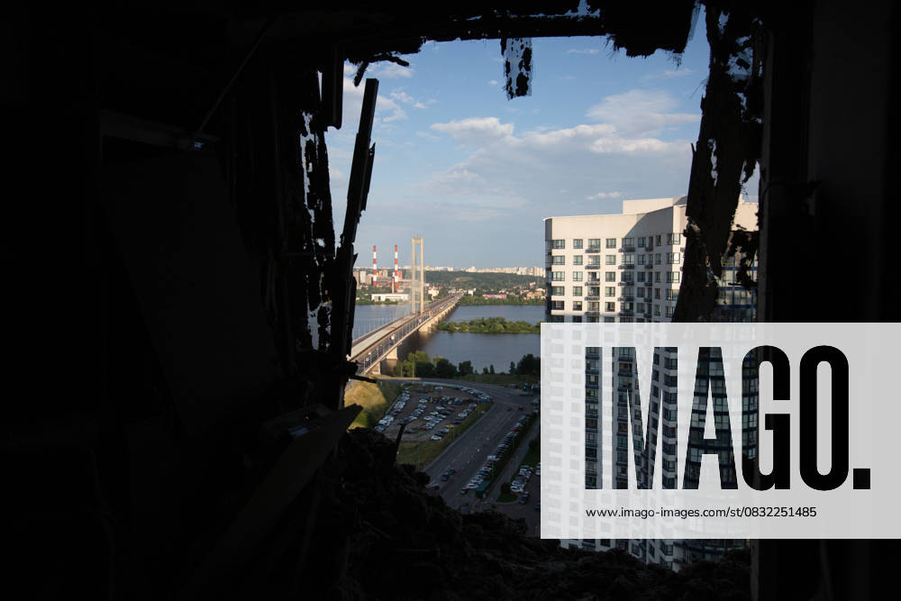 Russian drone attack in residential building of Kyiv KYIV, UKRAINE - JULY 13: An inside view of the damaged residential building after Russian drone attack in Kyiv, Ukraine amid Russia-Ukraine war on July 13, 2023. Ukraine World. Editorial use only. Please get in touch for any other usage.