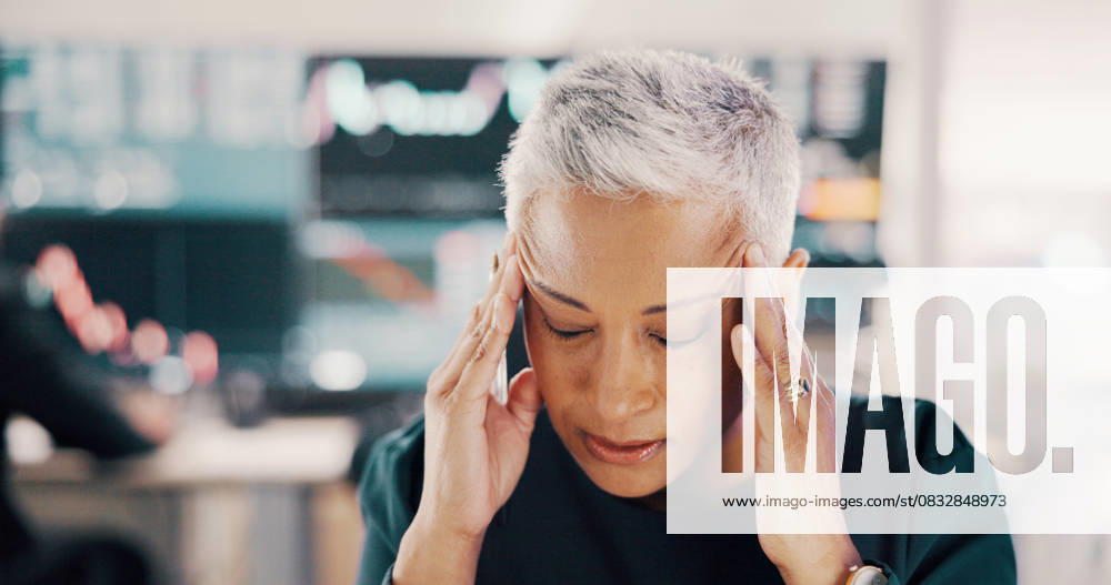 Business, headache and woman in office, stress and overworked with inflation, pain and burnout. Mature person, investment banker or employee in workplace, migraine and pressure with tension or strain Business, headache and woman in office, stress and overworked with inflation, pain and burnout. Mature person, investment banker or employee in workplace, migraine and pressure with tension or strain., model released, , property released, , 95581814.jpg RECORD DATE NOT STATED