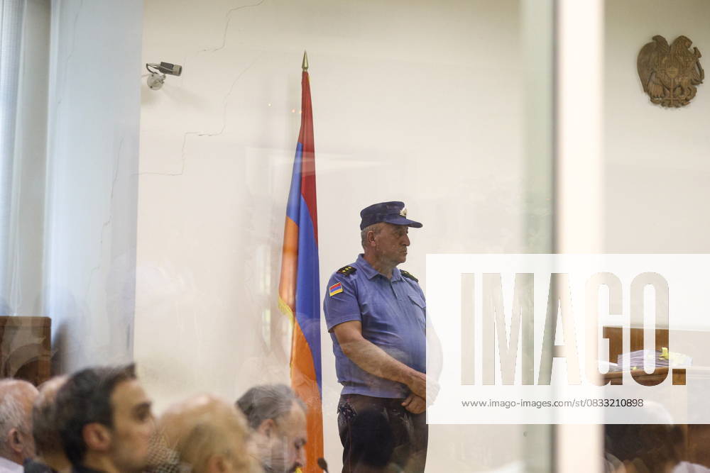 ARMENIA, YEREVAN - SEPTEMBER 10, 2025: A police officer is seen in a court building during a hearing into the case of Archbishop Bagrat Galstanyan. Alexander Patrin TASS 83859459