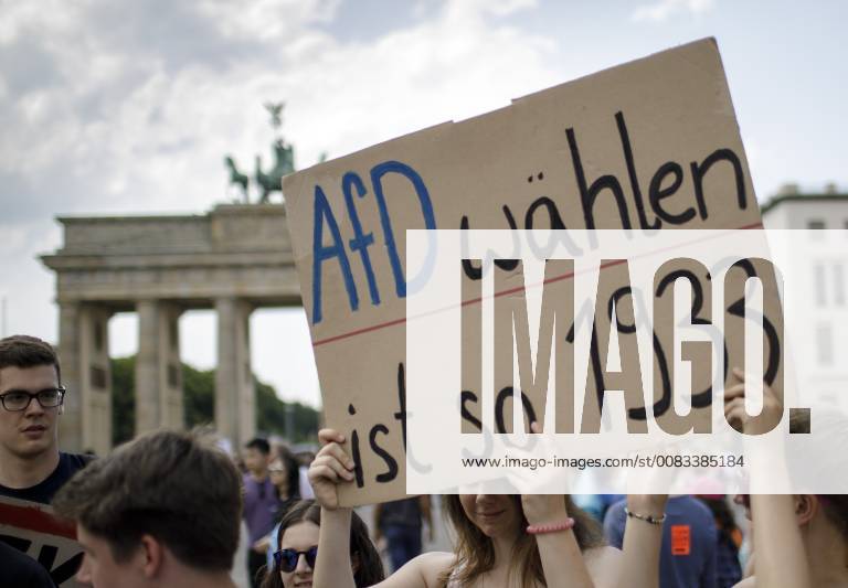 Anti-Afd Demonstration in Berlin. Mehrere tausend Demonstranten zogen zum Brandenburger Tor, um gegen die AfD-Demo zu demonstrieren. Berlin 27.05.2018 Berlin Deutschland