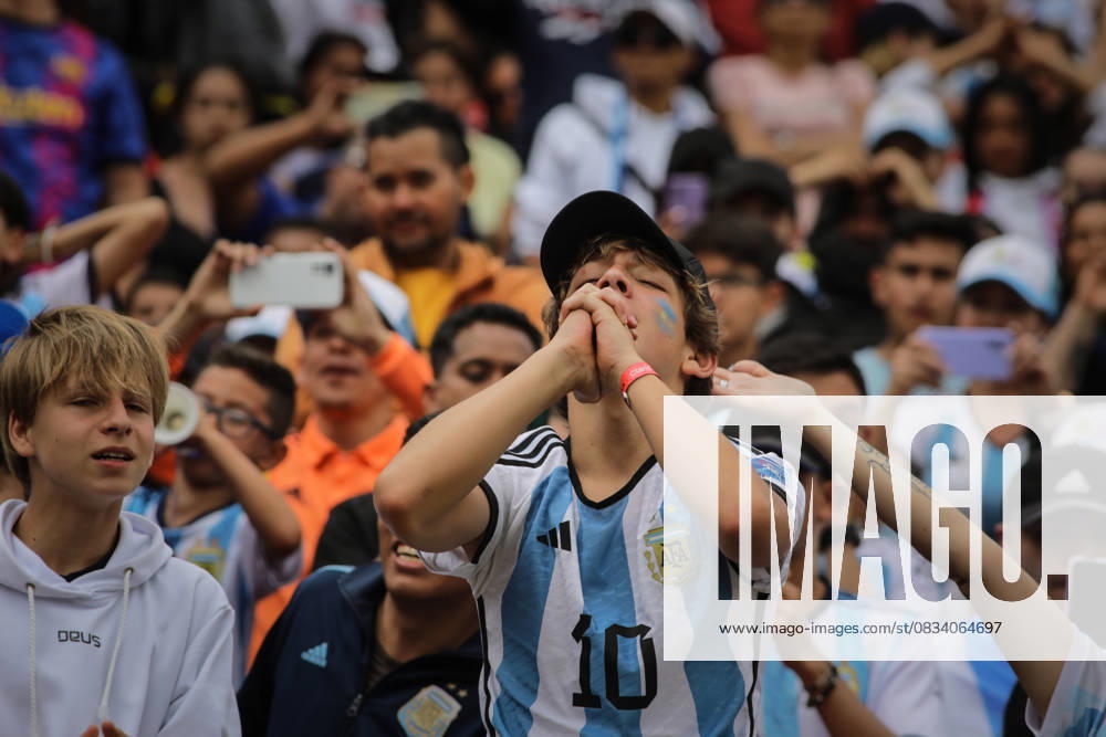 Argentina v France: Final - FIFA World Cup Qatar 2022 BOGOTA, COLOMBIA - DECEMBER 18: Fans supporting Argentina, and France gather to follow the FIFA World Cup 2022 Final at Nemesio Camacho El Campin Stadium in Bogota, Colombia on December 18, 2022. Colombia World. Editorial use only. Please get in touch for any other usage.