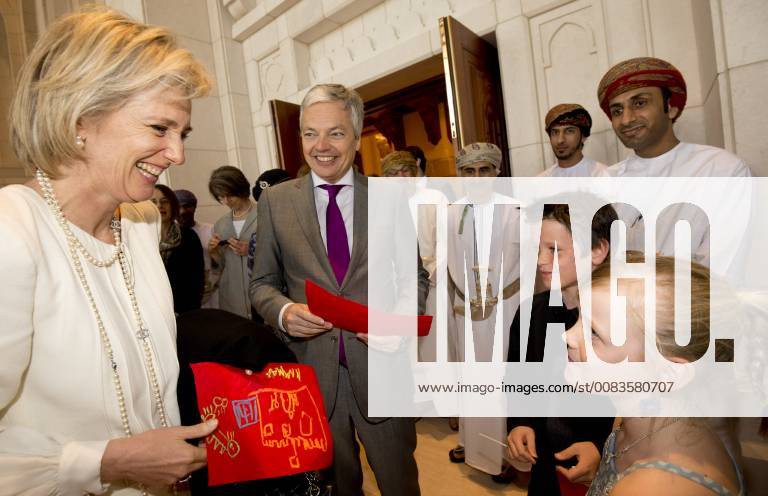 - MUSCAT, OMAN: Princess Astrid of Belgium and Vice-Prime Minister and Foreign Minister Didier Reynders are welcome by Belgian families after a visit to the Royal Opera House during the fifth day of an economic mission of Belgian Princess Astrid to the Kingdom of Saudi Arabia and the Sultanate of Oman from 14 to 21 March, Wednesday 19 March 2014 in Muscat, Sultanate of Oman. BENOITxDOPPAGNE x56261993x