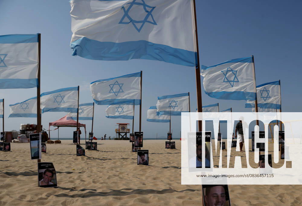 Rio de Paz, a Brazilian human rights NGO known for its symbolic public demonstrations installed 22 Israeli flags and photos of 48 hostages on Copacabana Beach in a demonstration against terrorism and in solidarity with the victims of the Hamas attack on October 7, 2023, marking two years since the attacks on Israel. The act denounced terrorism and called for the release of hostages still held in Gaza. Rio De Janeiro Brazil - ZUMAk251 20251007_znp_k251_004