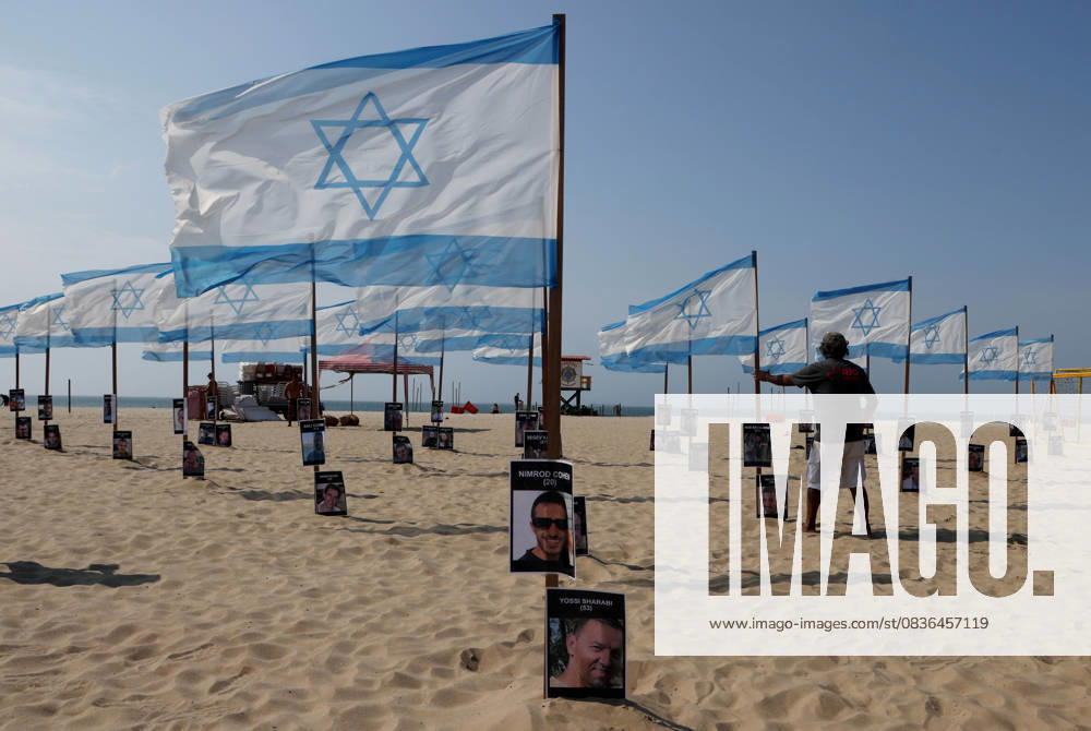Rio de Paz, a Brazilian human rights NGO known for its symbolic public demonstrations installed 22 Israeli flags and photos of 48 hostages on Copacabana Beach in a demonstration against terrorism and in solidarity with the victims of the Hamas attack on October 7, 2023, marking two years since the attacks on Israel. The act denounced terrorism and called for the release of hostages still held in Gaza. Rio De Janeiro Brazil - ZUMAk251 20251007_znp_k251_008