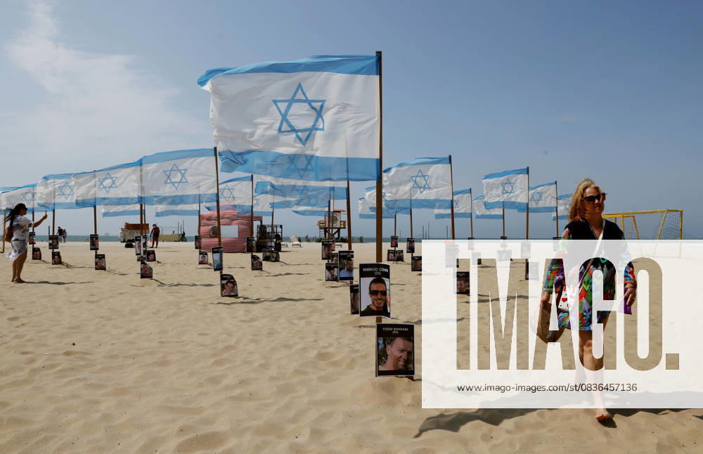 Rio de Paz, a Brazilian human rights NGO known for its symbolic public demonstrations installed 22 Israeli flags and photos of 48 hostages on Copacabana Beach in a demonstration against terrorism and in solidarity with the victims of the Hamas attack on October 7, 2023, marking two years since the attacks on Israel. The act denounced terrorism and called for the release of hostages still held in Gaza. Rio De Janeiro Brazil - ZUMAk251 20251007_znp_k251_012