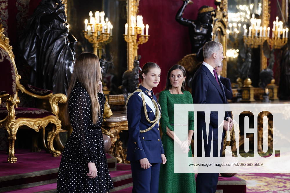 The King and Queen, the Princess of Asturias and the Infanta Sofia preside over a reception at the Royal Palace for the National Holiday Queen Letizia greets the writer Álvaro Pombo during the reception on the occasion of the National Holiday, at the Royal Palace, on October 12, 2025, in Madrid Spain The event is presided over by the King and Queen, the Princess of Asturias and the Infanta Sofia after the solemn act of homage to the National Flag and the military parade that has been held in the Plaza de Cánovas del Castillo The commemoration of the National Holiday aims to solemnly remember moments of collective history that are part of the common historical, cultural and social heritage, assumed as such by the vast majority of citizens 1