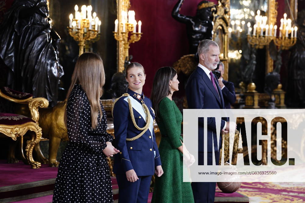 The King and Queen, the Princess of Asturias and the Infanta Sofia preside over a reception at the Royal Palace for the National Holiday Queen Letizia greets the writer Álvaro Pombo during the reception on the occasion of the National Holiday, at the Royal Palace, on October 12, 2025, in Madrid Spain The event is presided over by the King and Queen, the Princess of Asturias and the Infanta Sofia after the solemn act of homage to the National Flag and the military parade that has been held in the Plaza de Cánovas del Castillo The commemoration of the National Holiday aims to solemnly remember moments of collective history that are part of the common historical, cultural and social heritage, assumed as such by the vast majority of citizens 1