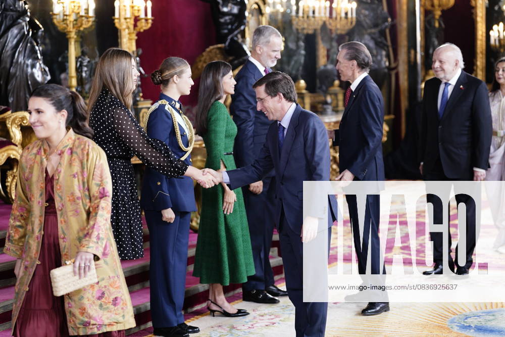 The King and Queen, the Princess of Asturias and the Infanta Sofia preside over a reception at the Royal Palace for the National Holiday Queen Letizia greets the writer Álvaro Pombo during the reception on the occasion of the National Holiday, at the Royal Palace, on October 12, 2025, in Madrid Spain The event is presided over by the King and Queen, the Princess of Asturias and the Infanta Sofia after the solemn act of homage to the National Flag and the military parade that has been held in the Plaza de Cánovas del Castillo The commemoration of the National Holiday aims to solemnly remember moments of collective history that are part of the common historical, cultural and social heritage, assumed as such by the vast majority of citizens 1