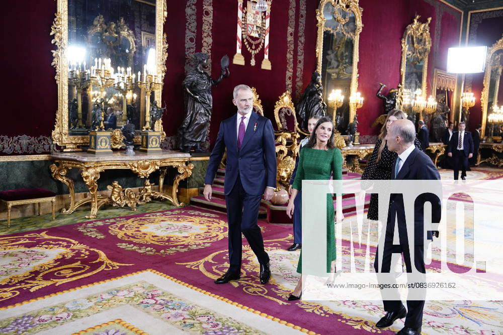 The King and Queen, the Princess of Asturias and the Infanta Sofia preside over a reception at the Royal Palace for the National Holiday King Felipe and Queen Letizia during the reception on the occasion of the National Holiday, at the Royal Palace, on October 12, 2025, in Madrid Spain The event is presided over by the King and Queen, the Princess of Asturias and the Infanta Sofia after the solemn act of homage to the National Flag and the military parade that has been held in the Plaza de Cánovas del Castillo The commemoration of the National Holiday aims to solemnly remember moments of collective history that are part of the common historical, cultural and social heritage, assumed as such by the vast majority of citizens 12 OCTOBER 2025