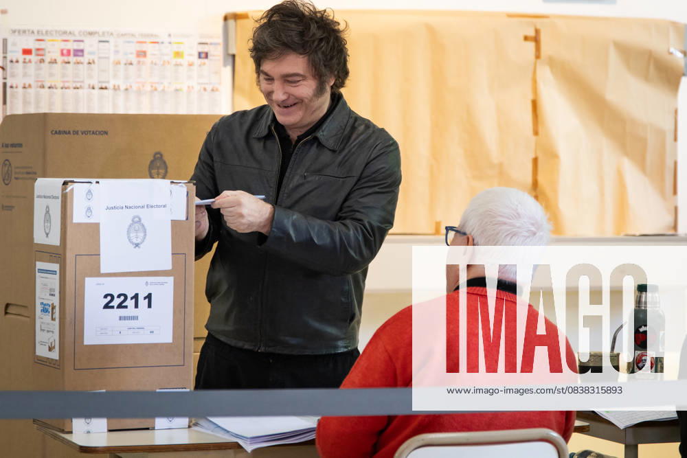 President Javier Milei casts his vote at the Argentine Technological University during Argentinaâ€⠢s midterm elections, in which deputies and senators who will form part of the National Congress are being elected. Buenos Aires Argentina - ZUMAp265 20251026_zip_p265_001