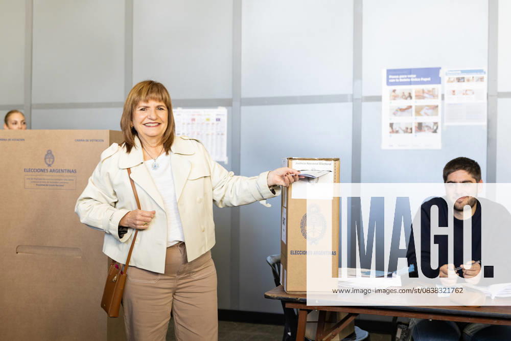 Patricia Bullrich, the Minister of National Security, casts her vote at the headquarters of the Rural Society during the midterm elections that determine the composition of senators and deputies in the National Congress. Buenos Aires Argentina - ZUMAp265 20251026_zip_p265_004
