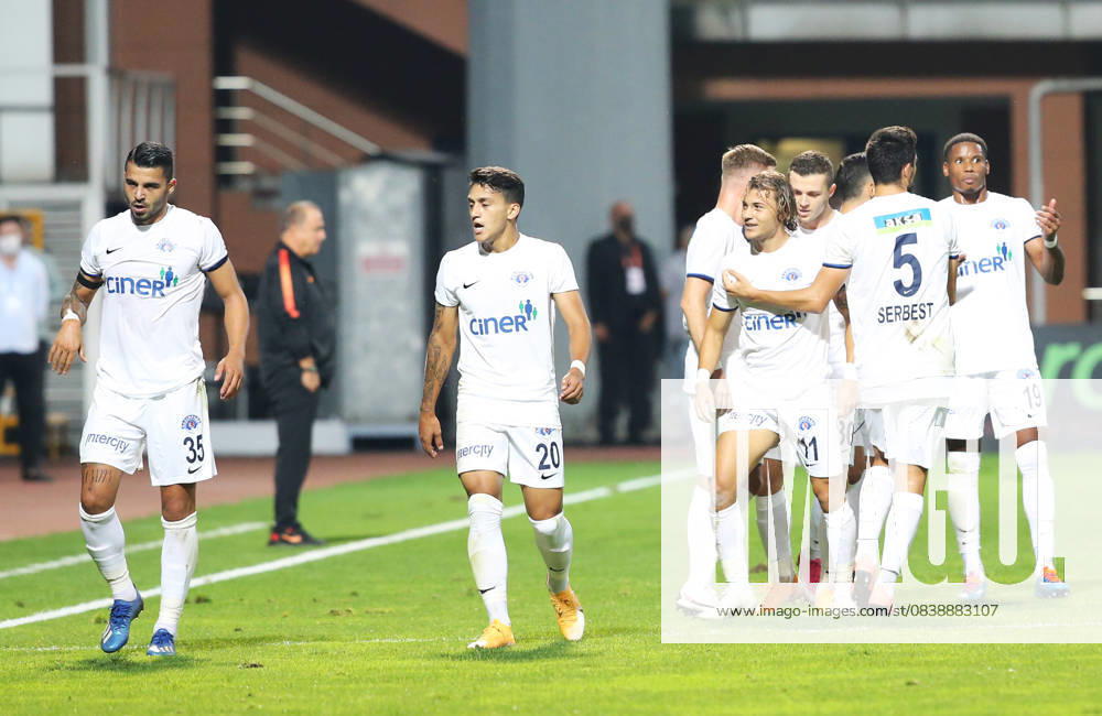 Kasimpasa v Galatasaray - Turkish Super Lig ISTANBUL, TURKEY - OCTOBER 4: Yusuf Erdogan (11) of Kasimpasa celebrates with his team mates after scoring a goal during the Turkish Super Lig match between Kasimpasa and Galatasaray, at Recep Tayyip Erdogan Stadium on October 4, 2020 in Istanbul, Turkey. Istanbul Turkey. Editorial use only. Please get in touch for any other usage.