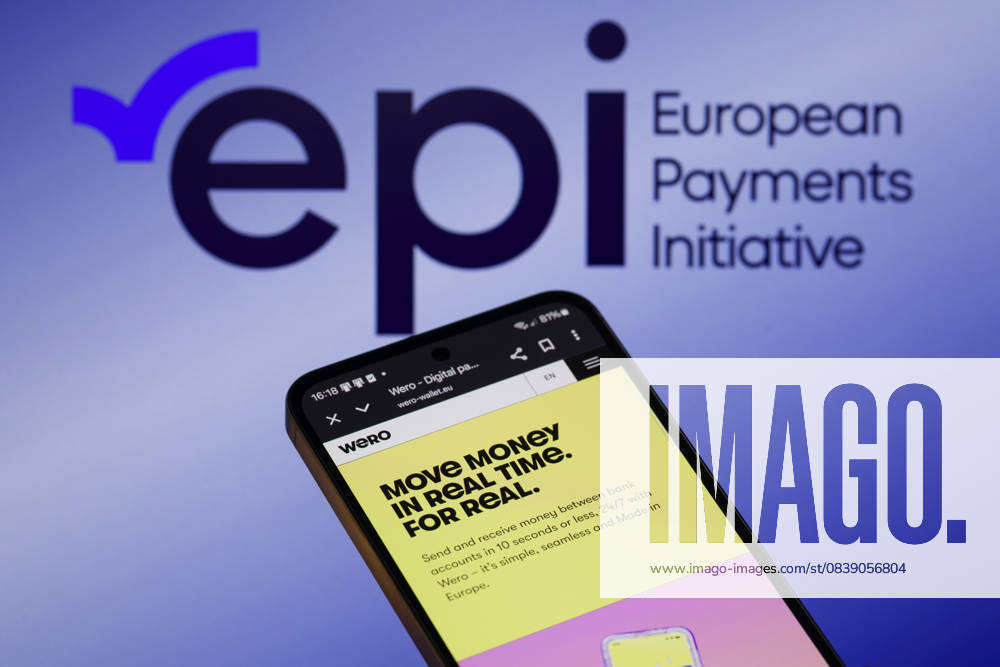Wero - EPI - Photo Illustration The Wero web page displays on a mobile phone with the European Payments Initiative (EPI) in the background, in this photo illustration in Brussels, Belgium, on November 1, 2025. Brussels Belgium