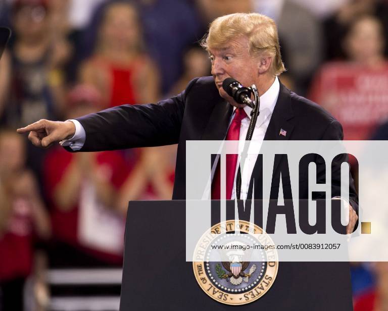 Duluth, Minnesota, U.S. - President DONALD J. TRUMP speaks during a Make America Great Again rally at the AMSOIL Arena. Nashville U.S. - ZUMAce6_ 20180620_zaf_ce6_039