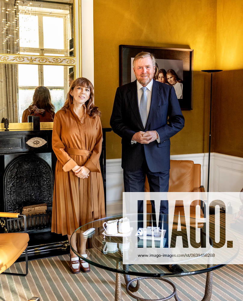 HtB King Willem Alexander during a meeting with the new President of the Senate (voorzitter van de Eerste Kamer), Mrs. Mei Li Vos (PvdA GroenLinks), in his office at Huis ten Bosch palace in The Hague. Â