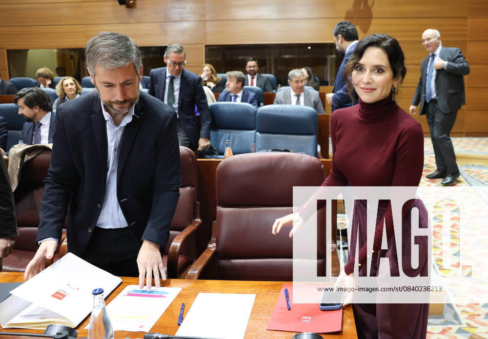 The President of the Community of Madrid, Isabel Díaz Ayuso, and the Minister of the Presidency of the Community of Madrid, Miguel Ángel García, during a plenary session in the Assembly of Madrid, on November 13, 2025, in Madrid Espana The state of public health in the Community of Madrid after the incidences detected in cancer screenings, housing or transport will be the main topics of the plenary session in the Assembly of Madrid In addition, in the control session, the ministers of the Government of Madrid will have to report on the progress of the Plan Against Drugs, public procurement, vocational training places, educational home care, the support for women being provided by the regional government or the figures for reading in the re