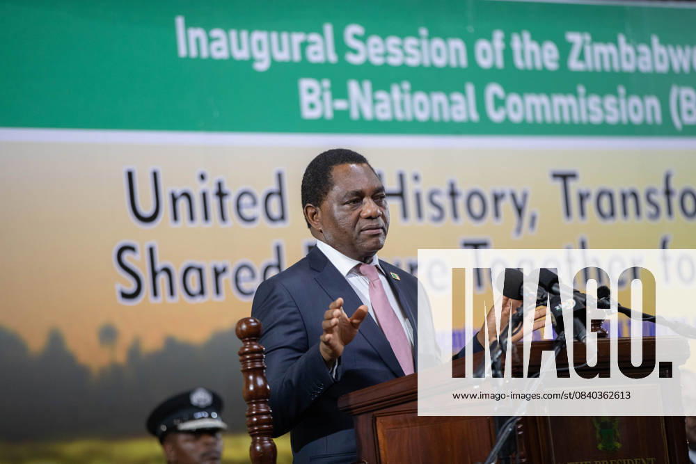 Zambia president visits Zimbabwe Zambian President Hakainde Hichilema speaks at the inaugural Zimbabwe-Zambia Bi-National Commission (BNC) at the Harare Convention Centre, Zimbabwe on November 14,2025. President Hichilema and President Emmerson Mnangagwa co-chairerd the BNC, which seeks to deepen and broaden cooperation across various sectors of the economy. Harare Zimbabwe