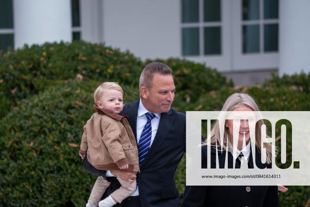 White House Press Secretary Karoline Leavitt along with her husband and son joined President Donald Trump at the annual Presidential Thanksgiving Turkey Pardon in the Rose Garden on November 25, 2025. Washington United States - ZUMAl312 20251125_znp_l312_030