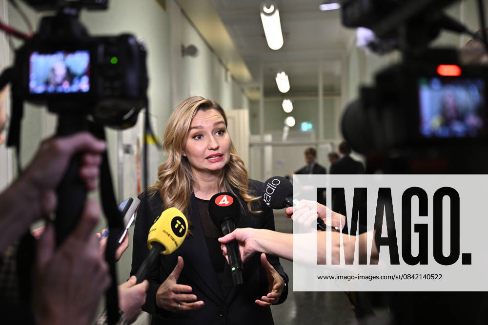 STOCKHOLM, SWEDEN 20251204 Energy and Industry Minister Ebba Busch KD meets the media after the meeting with the Industry Committee in the Riksdag STOCKHOLM SWEDEN