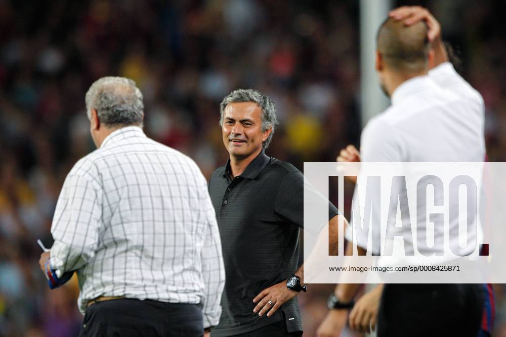 Coach Jose Mourinho of Real madrid (C) , Josep Pep Guardiola of Barca FC Barcelona v Real Madrid - Super Cup 2011 EricxVerhoevenxIVx 340932