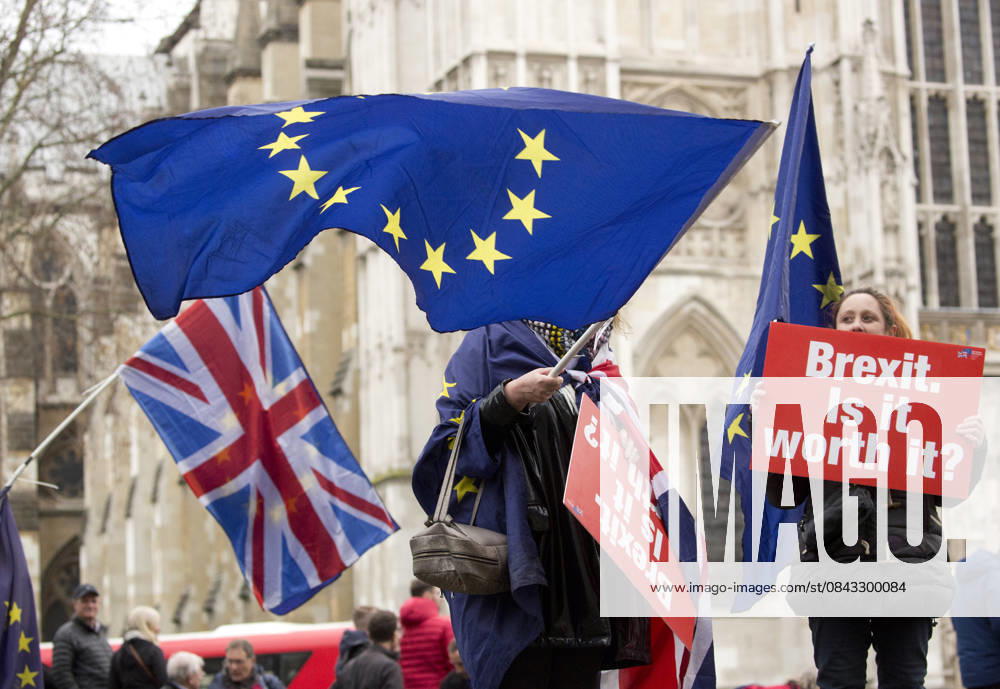 Commonwealth Day in London LONDON, UNITED KINGDOM - MARCH 12: Pro-EU demonstrators protest outside Westminster Abbey while the Royal Family including The Queen, accompanied by the Prince of Wales and The Duchess of Cornwall, Duke and Duchess of Cambridge, Prince Harry and Meghan Markle among others celebrate Commonwealth Day on Monday March 12, 2018. London, City of Ingiltere. Editorial use only. Please get in touch for any other usage.