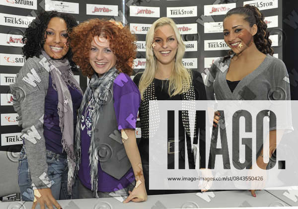 Jessica Wahls, Lucy Diakovska, Sandy Moelling and Nadja Benaissa of No Angels signing autographs at Media Markt Tempelhoferdamm., Berlin, Germany WENN 8165002