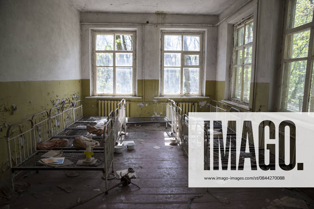 30th anniversary of Chernobyl nuclear disaster CHERNOBYL, UKRAINE - APRIL 27: An internal view from abandoned kindergarden at a village close to Pripyat is seen during the 30th anniversary of Chernobyl nuclear disaster in Ukraine on April 27, 2016. The Chernobyl accident occurred on 26 April 1986 at the Chernobyl Nuclear Power Plant in the city of Pripyat. Kiev Ukraine. Editorial use only. Please get in touch for any other usage.
