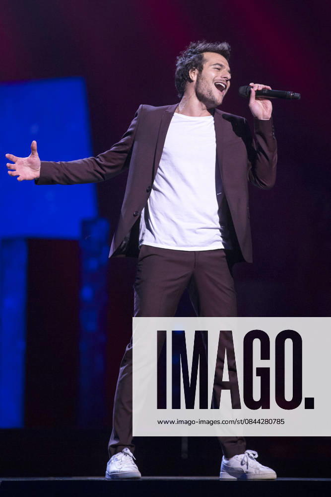 2016 Eurovision Song Contest Dress Rehearsal of the Grand Final STOCKHOLM, SWEDEN - MAY 13: Amir of France performs during the Second Dress Rehearsal of the Grand Final ahead of the 2016 Eurovision Song Contest in Stockholm, Sweden on May 13, 2016. Stockholms Lan Sweden. Editorial use only. Please get in touch for any other usage.