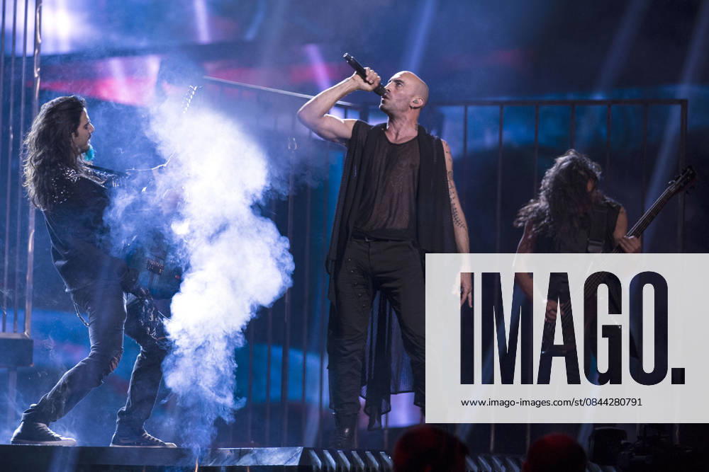2016 Eurovision Song Contest Dress Rehearsal of the Grand Final STOCKHOLM, SWEDEN - MAY 13: Band Minus One of Greek-Cypriot performs during the Second Dress Rehearsal of the Grand Final ahead of the 2016 Eurovision Song Contest in Stockholm, Sweden on May 13, 2016. Stockholms Lan Sweden. Editorial use only. Please get in touch for any other usage.