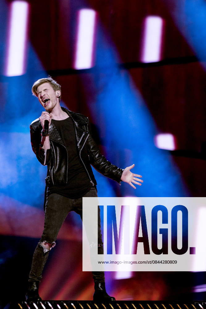 2016 Eurovision Song Contest Dress Rehearsal of the Grand Final STOCKHOLM, SWEDEN - MAY 13: Justs of Latvia performs during the Second Dress Rehearsal of the Grand Final ahead of the 2016 Eurovision Song Contest in Stockholm, Sweden on May 13, 2016. Stockholms Lan Sweden. Editorial use only. Please get in touch for any other usage.